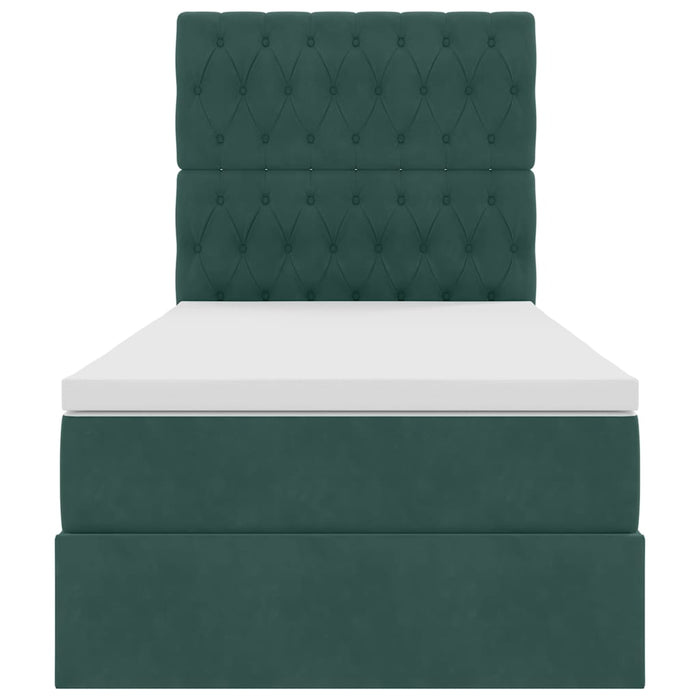 Pat cu saltea și spațiu de depozitare Verde închis 100 x 200 cm - WALTI WALTI