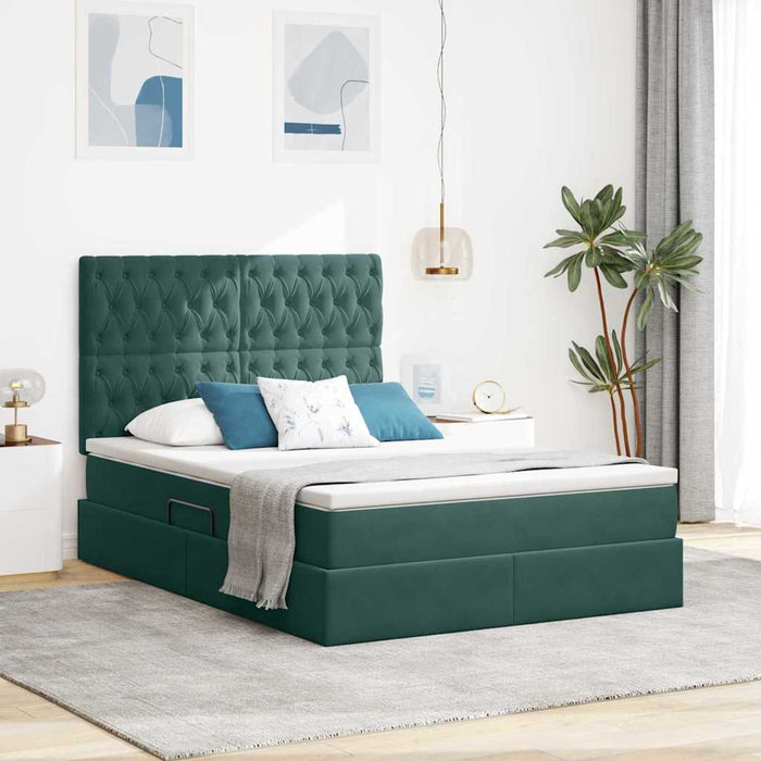 Pat cu saltea și spațiu de depozitare Verde închis 140 x 190 cm - WALTI WALTI