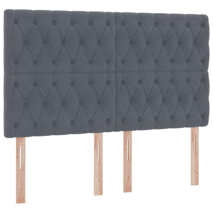 Pat cu saltea și LED cu saltea Gri închis 140 x 200 cm Catifea - WALTI WALTI