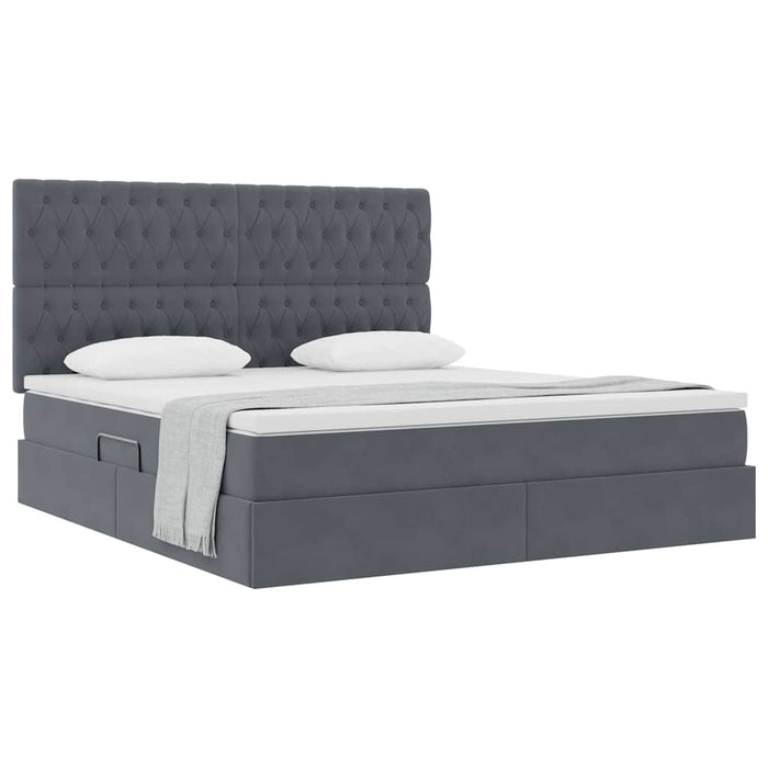 Pat cu saltea și LED cu saltea Gri închis 160 x 200 cm Catifea - WALTI WALTI