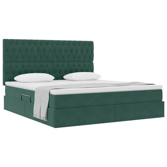 Pat cu saltea și spațiu de depozitare Verde închis 160 x 200 cm - WALTI WALTI