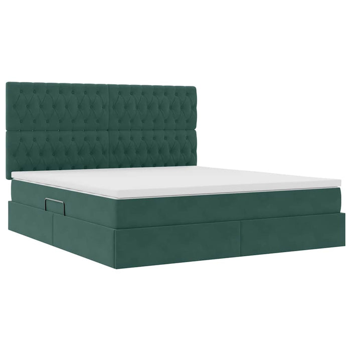 Pat cu saltea și spațiu de depozitare Verde închis 180 x 200 cm - WALTI WALTI