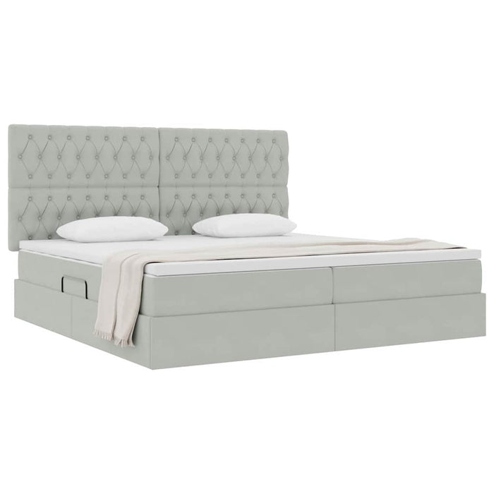 Pat cu saltea și spațiu de depozitare Gri deschis 200 x 200 cm - WALTI WALTI