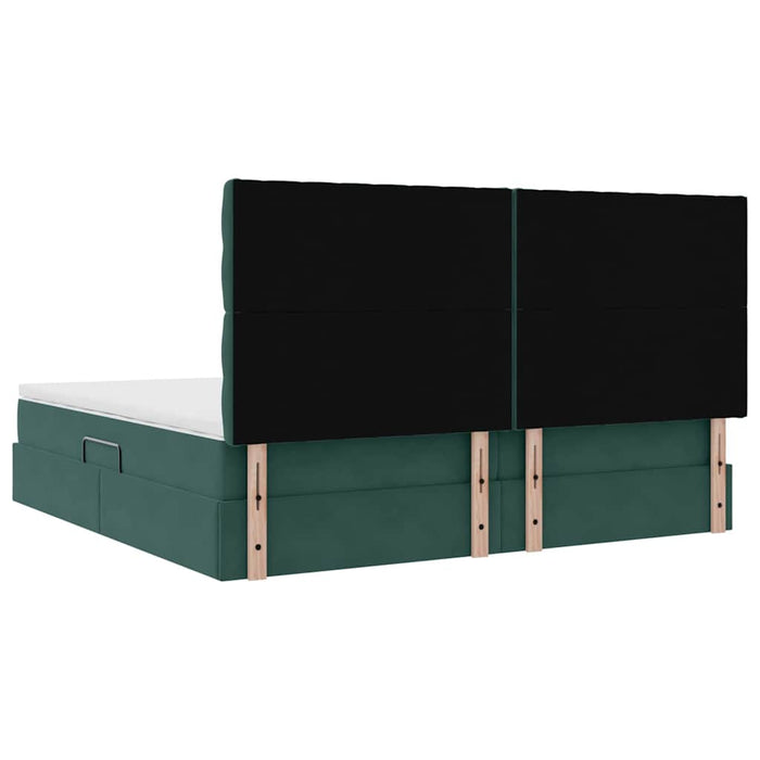 Pat cu saltea și spațiu de depozitare Verde închis 200 x 200 cm - WALTI WALTI