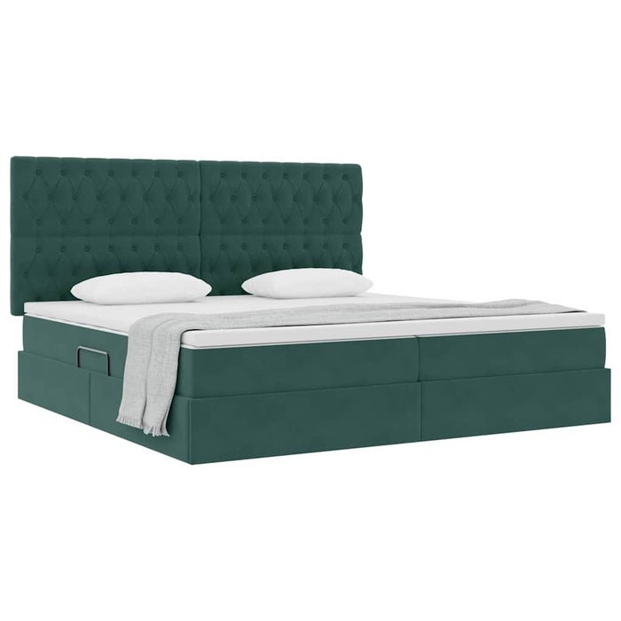 Pat cu saltea și spațiu de depozitare Verde închis 200 x 200 cm - WALTI WALTI