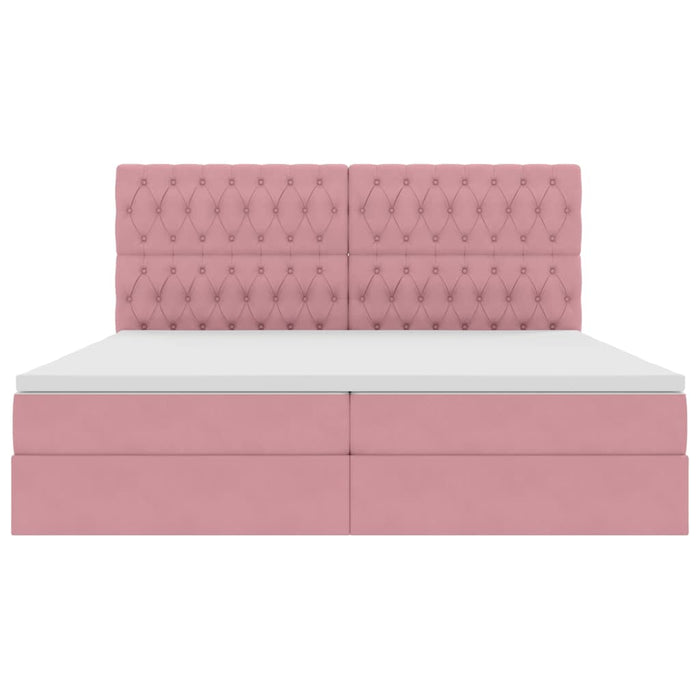 Pat cu saltea și spațiu de depozitare Roz 200 x 200 cm Catifea - WALTI WALTI