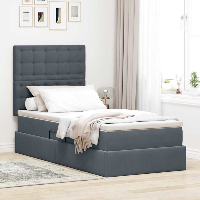 Pat cu saltea și spațiu de depozitare Gri închis 90 x 190 cm - WALTI WALTI