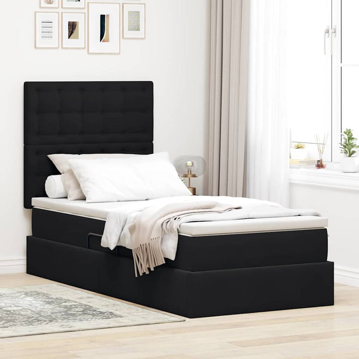 Pat cu saltea și spațiu de depozitare Negru 90 x 190 cm Catifea - WALTI WALTI