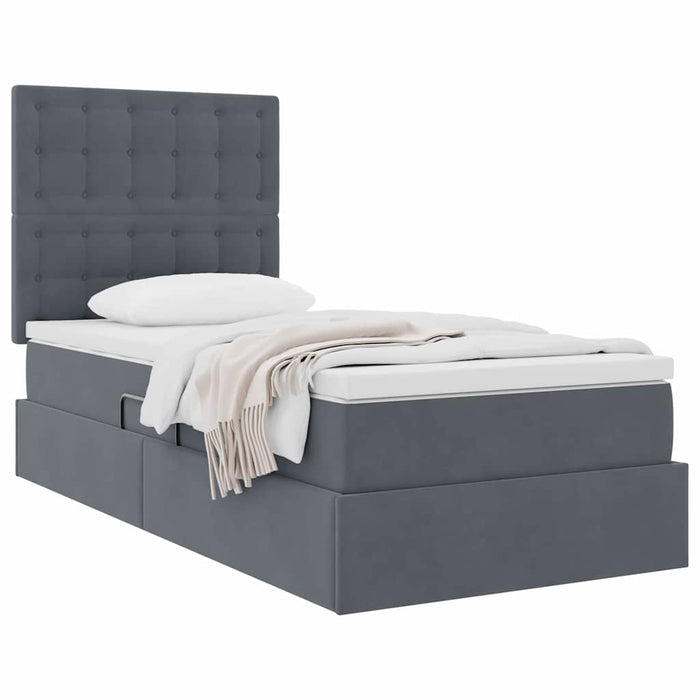 Pat cu saltea și spațiu de depozitare Gri închis 90 x 200 cm - WALTI WALTI