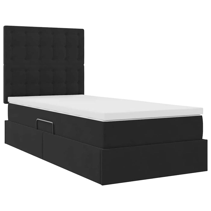 Pat cu saltea și spațiu de depozitare Negru 100 x 200 cm - WALTI WALTI