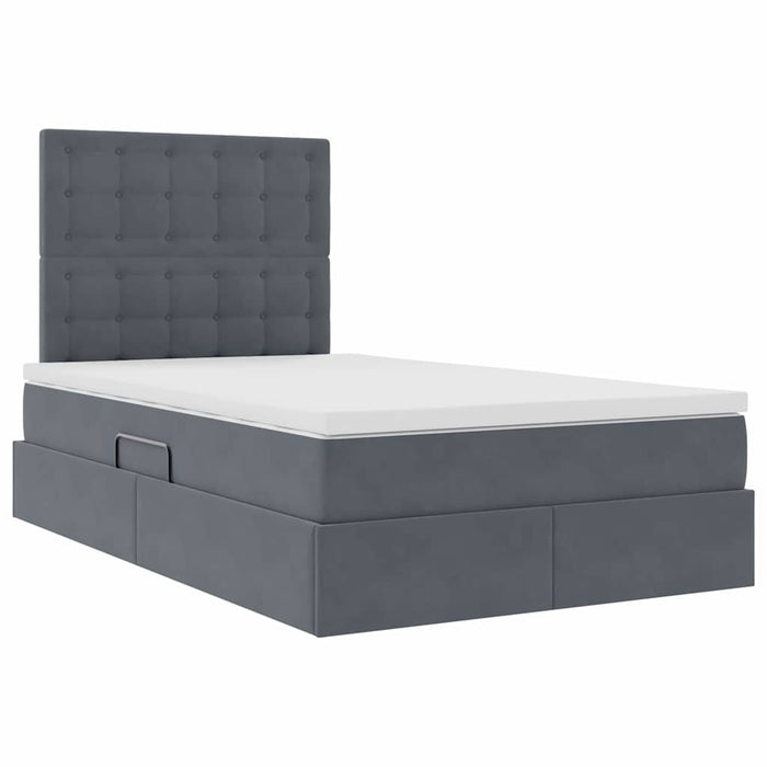 Pat cu saltea și spațiu de depozitare Gri închis 120 x 190 cm - WALTI WALTI