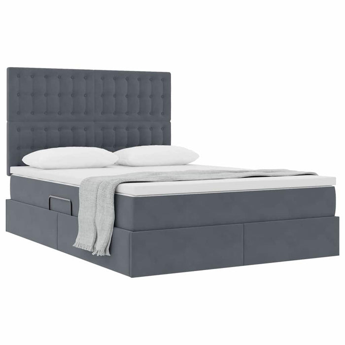 Pat cu saltea și spațiu de depozitare Gri închis 140 x 190 cm - WALTI WALTI