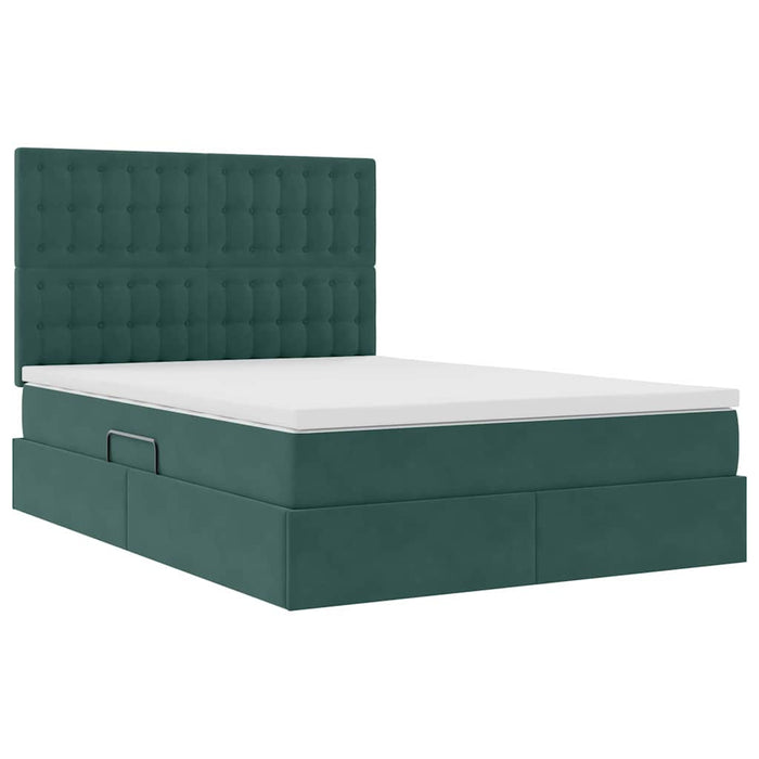 Pat cu saltea și spațiu de depozitare Verde închis 140 x 190 cm - WALTI WALTI