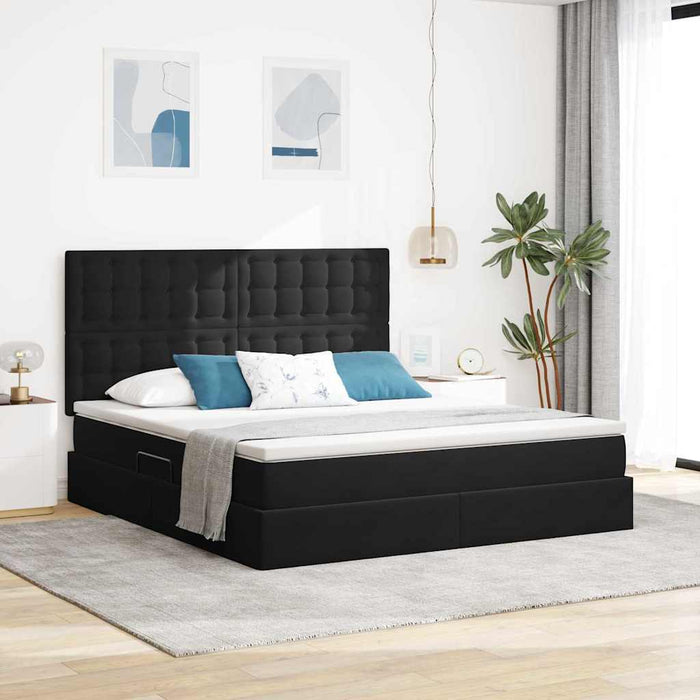 Pat cu saltea și spațiu de depozitare Negru 180 x 200 cm - WALTI WALTI