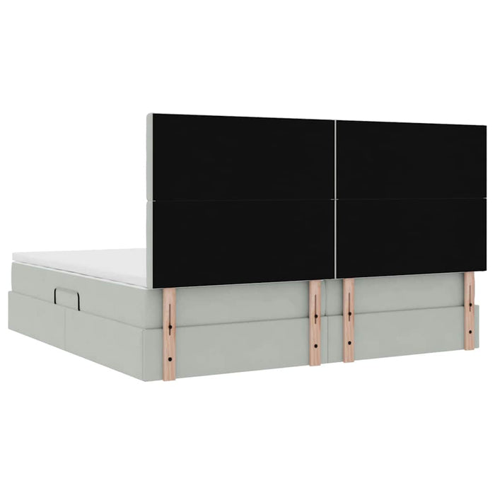 Pat cu saltea și spațiu de depozitare Gri deschis 200 x 200 cm - WALTI WALTI