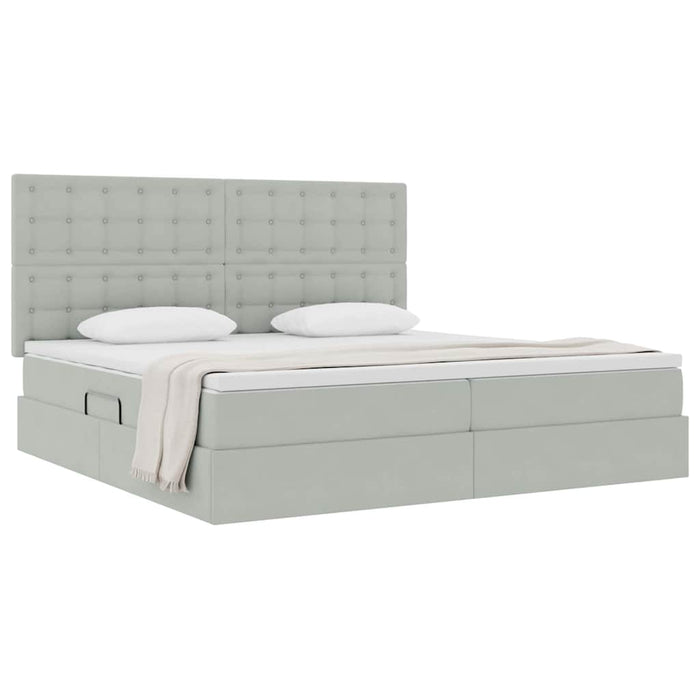 Pat cu saltea și spațiu de depozitare Gri deschis 200 x 200 cm - WALTI WALTI