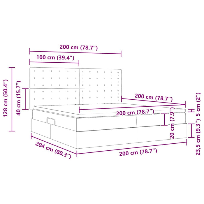 Pat cu saltea și spațiu de depozitare Negru 200 x 200 cm - WALTI WALTI