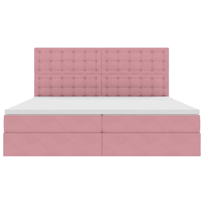 Pat cu saltea și spațiu de depozitare Roz 200 x 200 cm Catifea - WALTI WALTI
