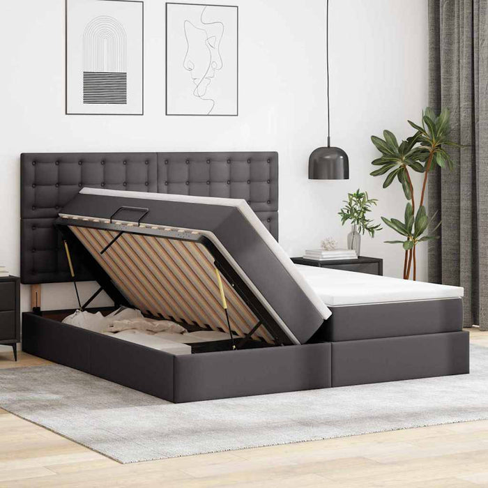 Pat cu saltea și spațiu de depozitare Gri 180 x 200 cm - WALTI WALTI