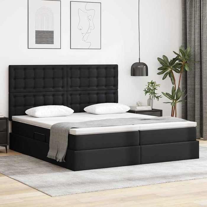 Pat cu saltea și spațiu de depozitare Negru 200 x 200 cm - WALTI WALTI