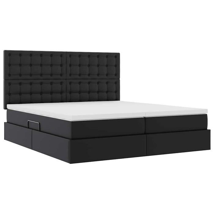 Pat cu saltea și spațiu de depozitare Negru 200 x 200 cm - WALTI WALTI