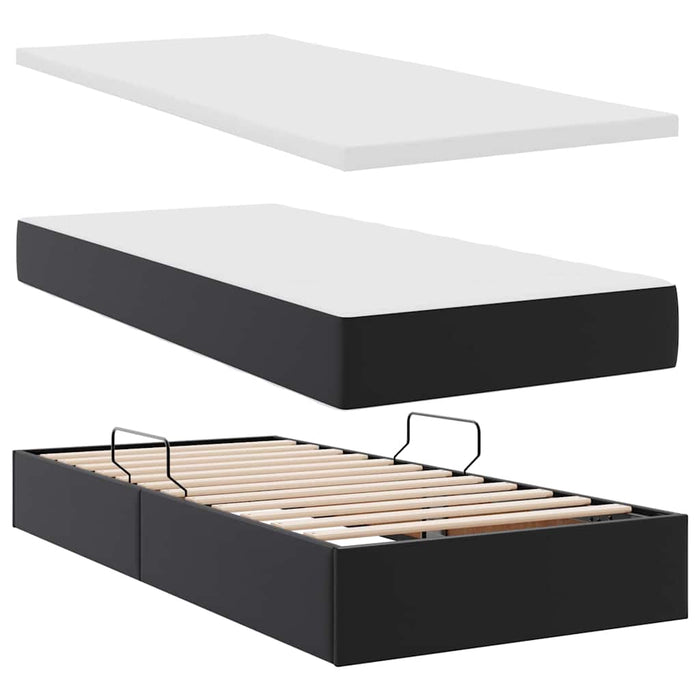 Pat cu saltea și spațiu de depozitare Negru 200 x 200 cm - WALTI WALTI