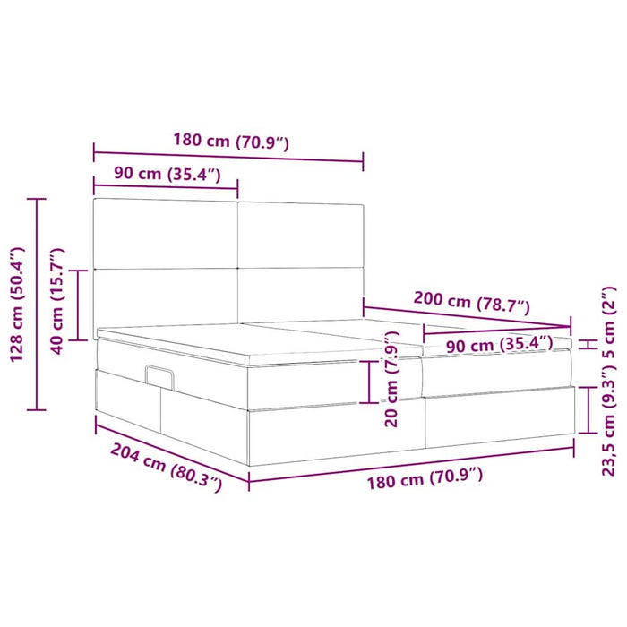 Pat cu storage cu saltea Creme 180 x 200 cm Piele artificială - WALTI WALTI