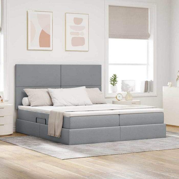 Pat cu storage Gri deschis 200 x 200 cm Piele artificială - WALTI WALTI