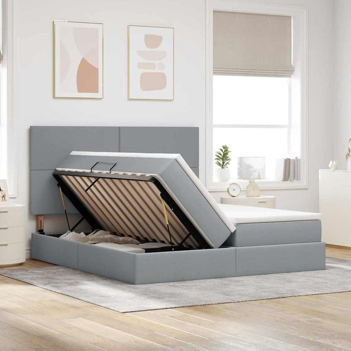 Pat cu storage Gri deschis 200 x 200 cm Piele artificială - WALTI WALTI