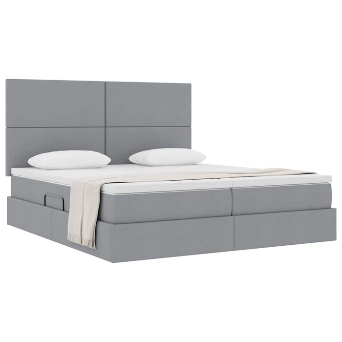 Pat cu storage Gri deschis 200 x 200 cm Piele artificială - WALTI WALTI