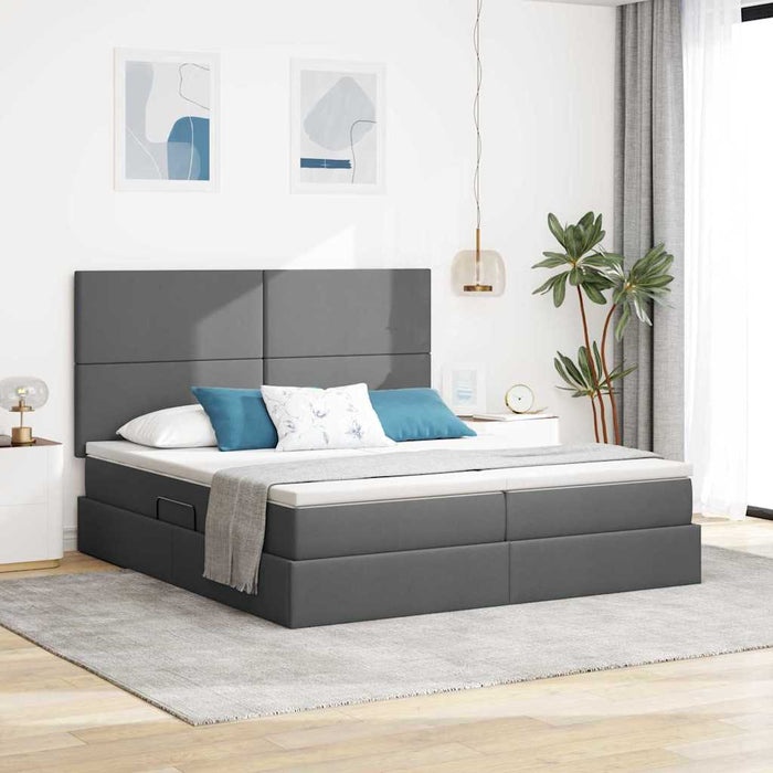 Pat cu storage Gri închis 200 x 200 cm Piele artificială - WALTI WALTI