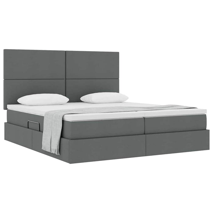Pat cu storage Gri închis 200 x 200 cm Piele artificială - WALTI WALTI