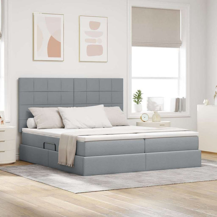 Pat cu storage Gri deschis 180 x 200 cm Piele artificială - WALTI WALTI