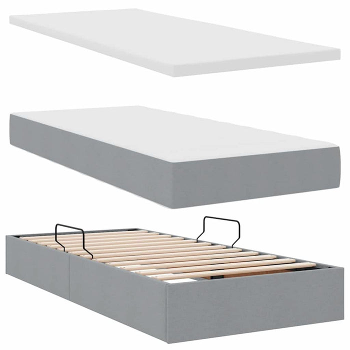 Pat cu storage Gri deschis 180 x 200 cm Piele artificială - WALTI WALTI