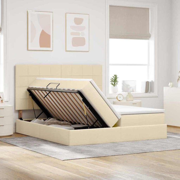 Pat cu storage cu saltea Creme 180 x 200 cm Piele artificială - WALTI WALTI