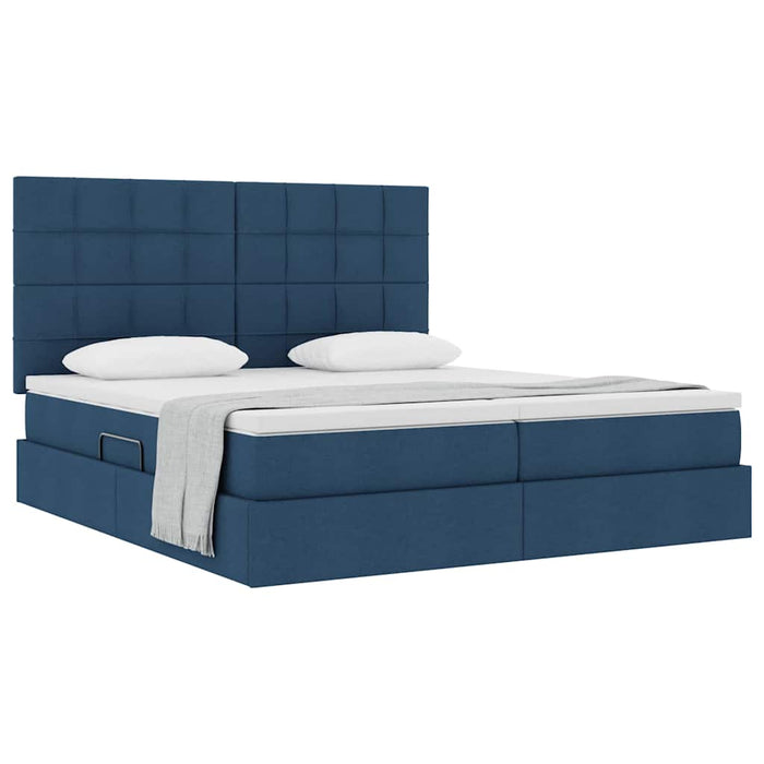 Pat cu storage albastru 200 x 200 cm Piele artificială - WALTI WALTI