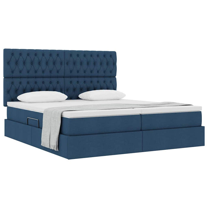 Pat cu storage cu headboard albastru 180 x 200 cm Țesătură - WALTI WALTI