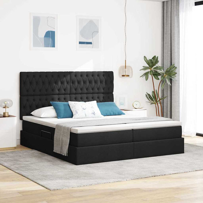 Pat cu storage cu saltea Negru 200 x 200 cm Piele artificială - WALTI WALTI