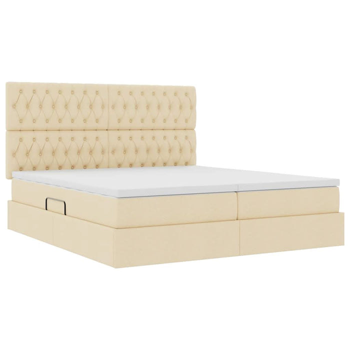 Pat cu storage cu saltea Creme 200 x 200 cm Piele artificială - WALTI WALTI
