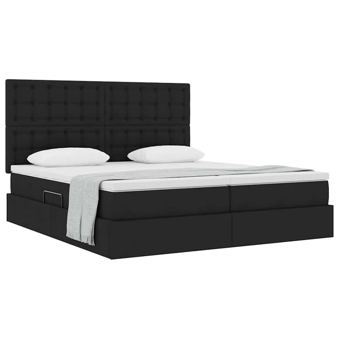 Pat cu storage cu saltea Negru 200 x 200 cm Piele artificială - WALTI WALTI