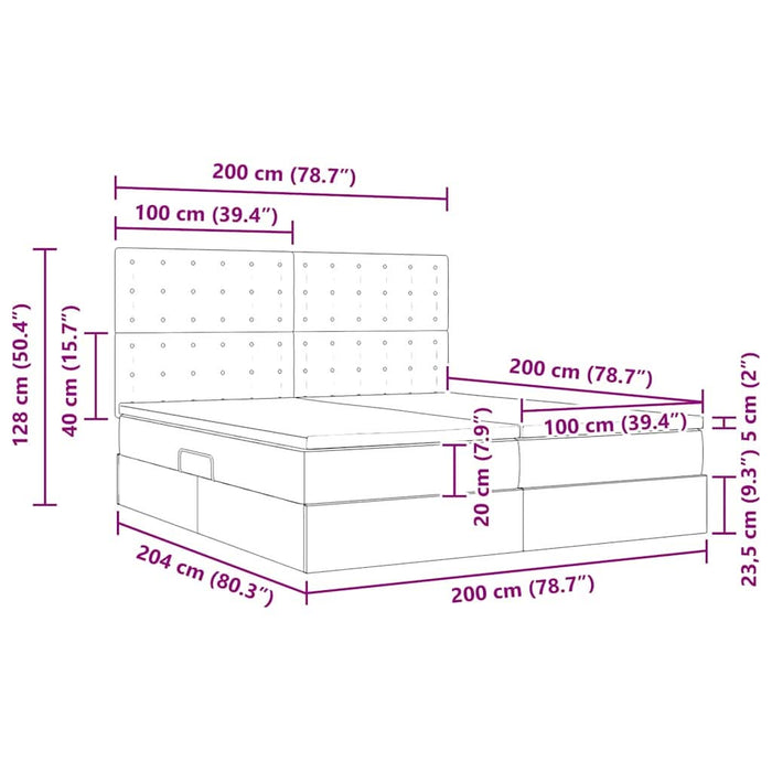 Pat cu storage albastru 200 x 200 cm Piele artificială - WALTI WALTI