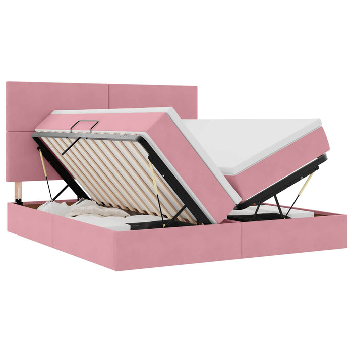 Pat cu storage cu saltea cu headboard Roz 180 x 200 cm Catifea - WALTI WALTI