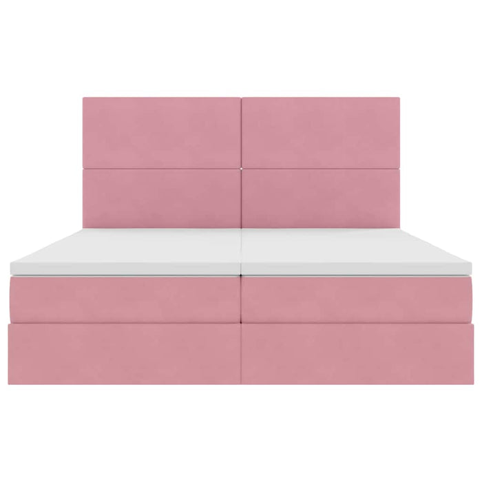 Pat cu storage cu saltea cu headboard Roz 180 x 200 cm Catifea - WALTI WALTI