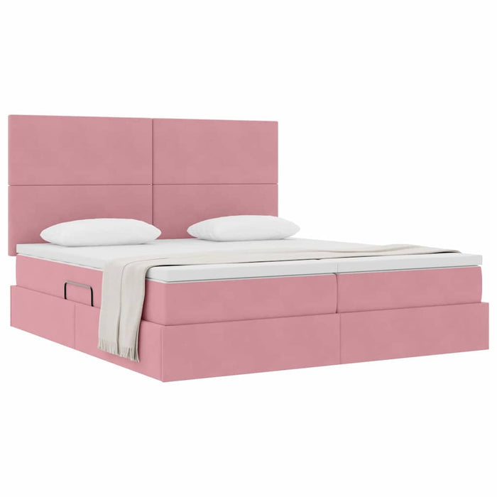 Pat cu storage cu saltea cu headboard Roz 180 x 200 cm Catifea - WALTI WALTI
