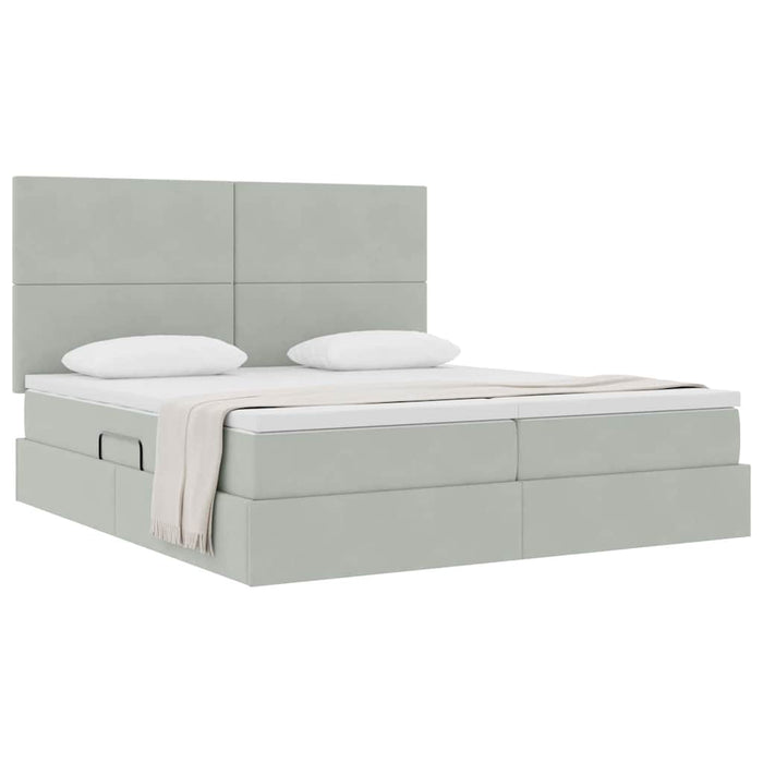 Pat cu storage cu saltea Gri deschis 200 x 200 cm Catifea - WALTI WALTI