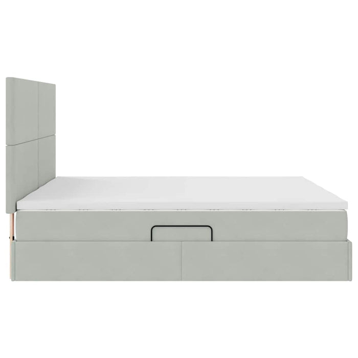 Pat cu storage cu saltea Gri deschis 200 x 200 cm Catifea - WALTI WALTI
