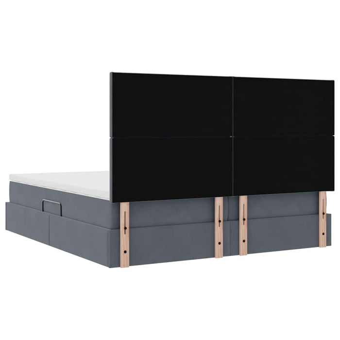 Pat cu storage cu saltea Gri închis 200 x 200 cm Catifea - WALTI WALTI