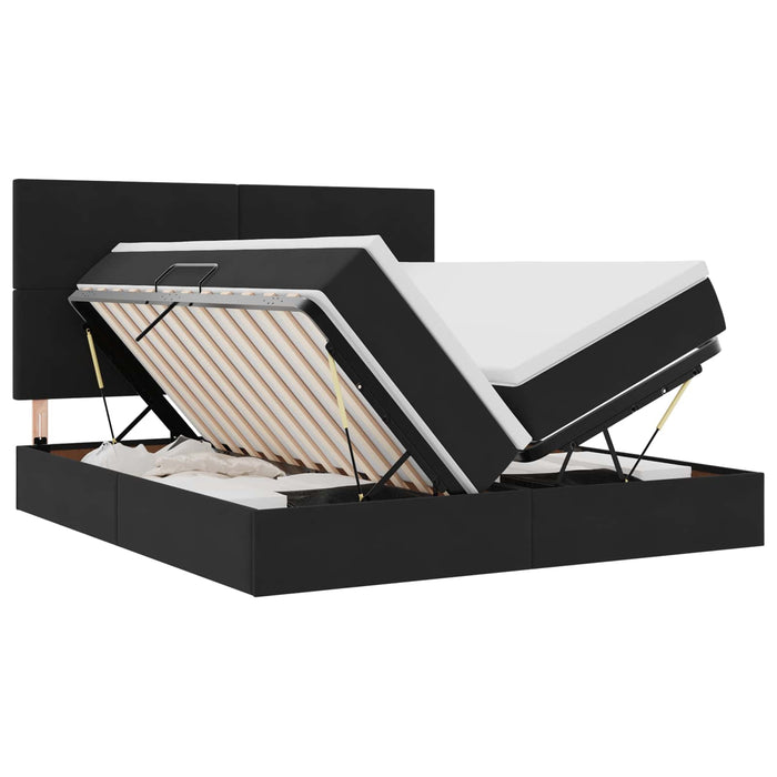 Pat cu storage cu saltea Negru 200 x 200 cm Catifea - WALTI WALTI
