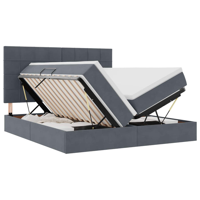 Pat cu storage cu saltea Gri închis 180 x 200 cm Catifea - WALTI WALTI