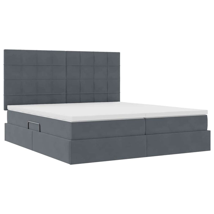 Pat cu storage cu saltea Gri închis 180 x 200 cm Catifea - WALTI WALTI